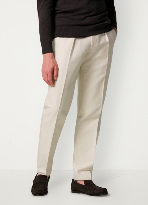 Profuomo Regular fit chino in linnenblend