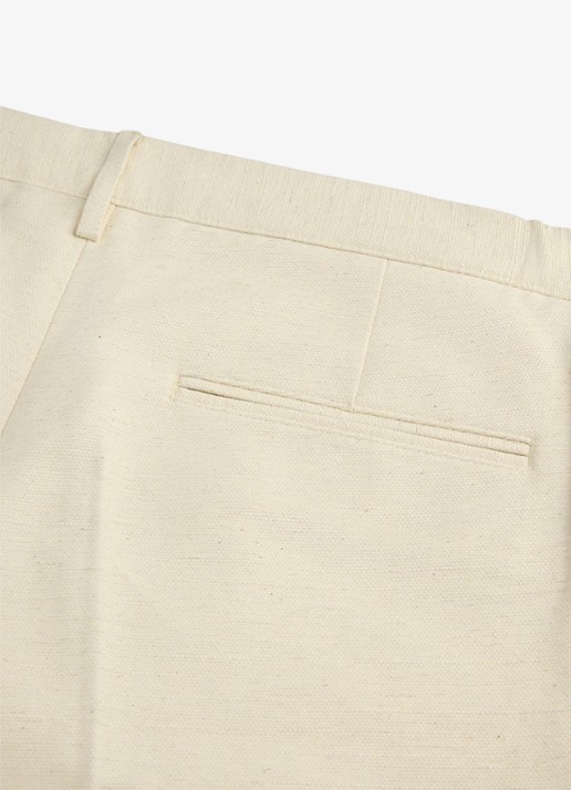 Profuomo Regular fit chino in linnenblend - detail 2 creme