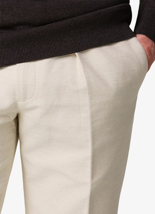 Profuomo Regular fit chino in linnenblend - detail 3 creme