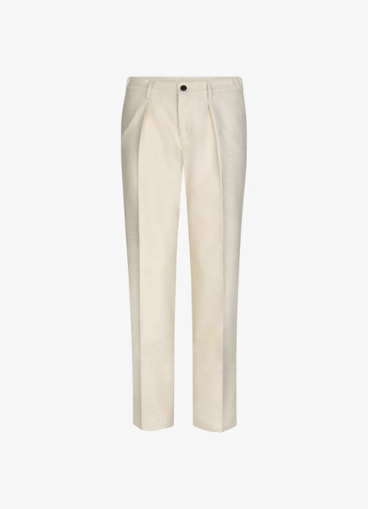 Profuomo Regular fit chino in linnenblend - voorkant 5 creme