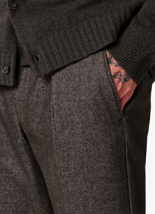 Profuomo Regular fit chino in wolblend - detail 5 bruin