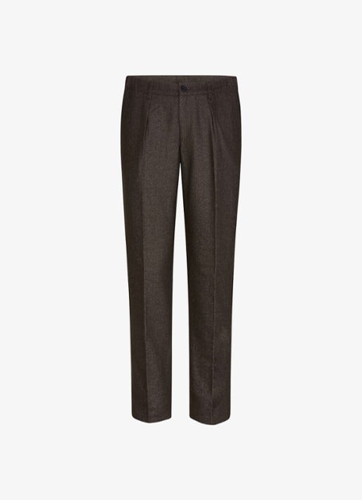 Profuomo Regular fit chino in wolblend - voorkant bruin
