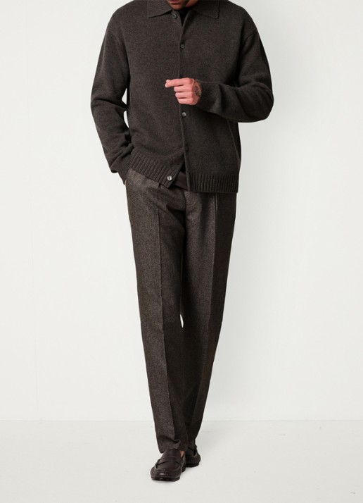 Profuomo Regular fit chino in wolblend - voorkant 2 bruin