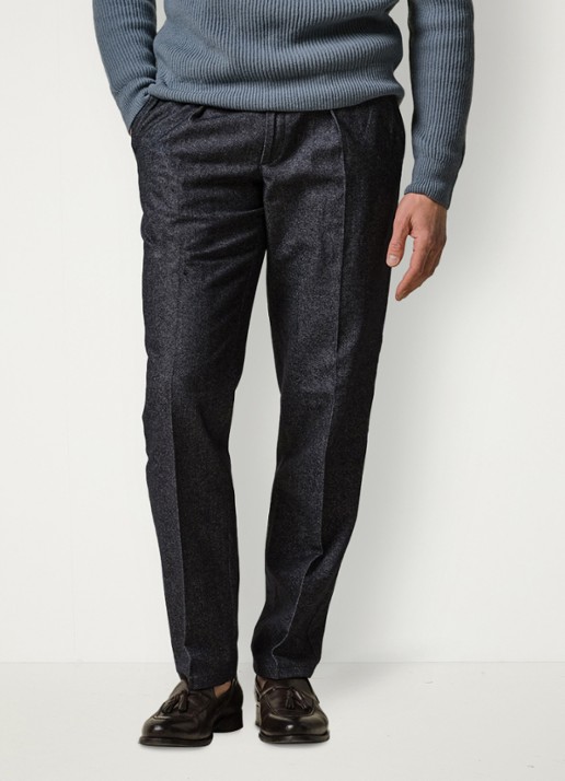 Profuomo Regular fit chino in wolblend - detail 2 donkerblauw