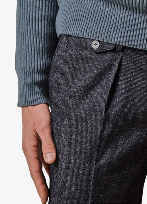 Profuomo Regular fit chino in wolblend - detail 4 donkerblauw