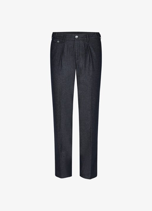 Profuomo Regular fit chino in wolblend - voorkant 5 donkerblauw