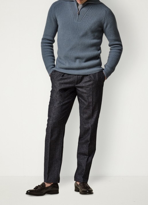 Profuomo Regular fit chino in wolblend - voorkant 6 donkerblauw