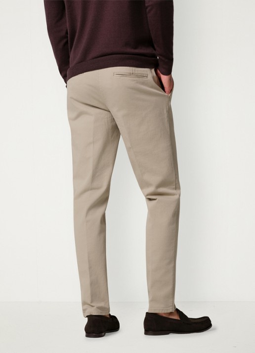 Profuomo Regular fit chino met steekzakken en stretch - achterkant 3 beige
