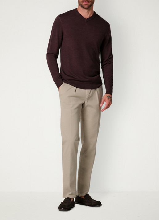 Profuomo Regular fit chino met steekzakken en stretch - voorkant 2 beige
