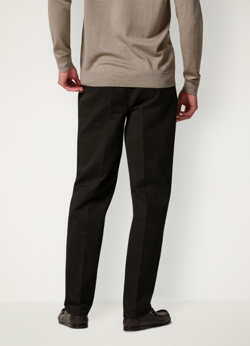 Profuomo Regular fit chino met steekzakken en stretch - achterkant 4 donkerbruin