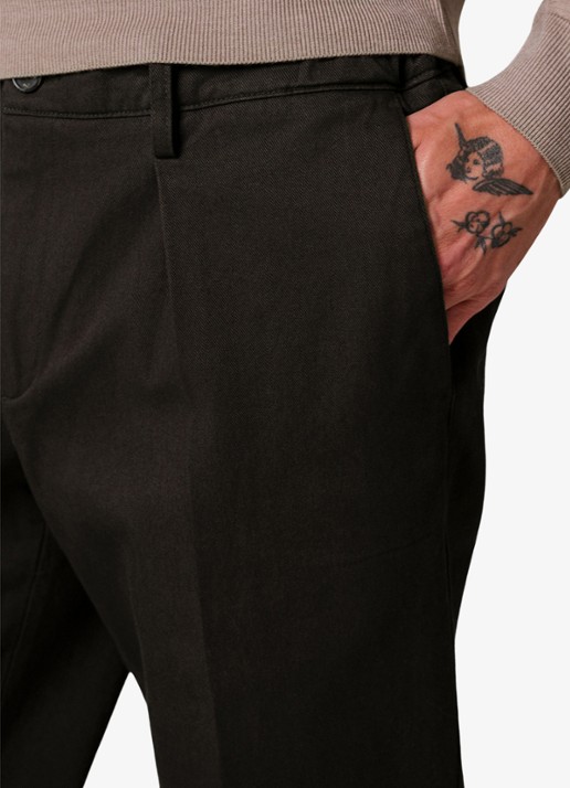 Profuomo Regular fit chino met steekzakken en stretch - detail 3 donkerbruin