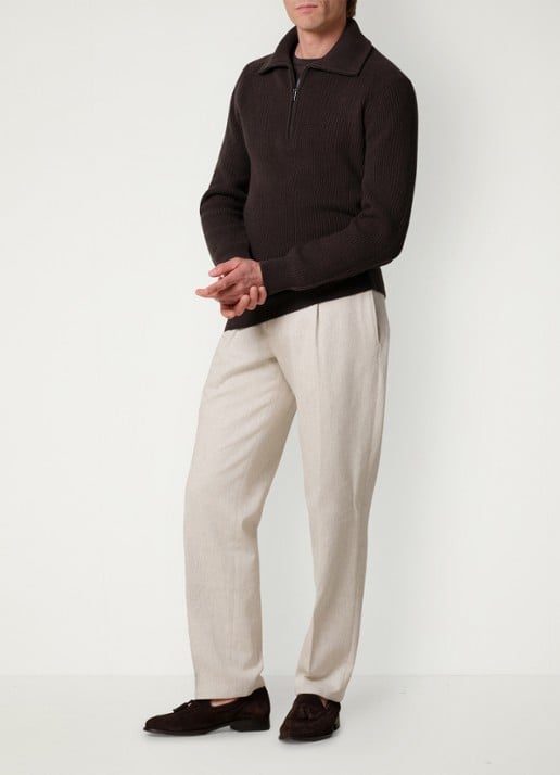 Profuomo Regular fit chino met steekzakken - voorkant 6 creme