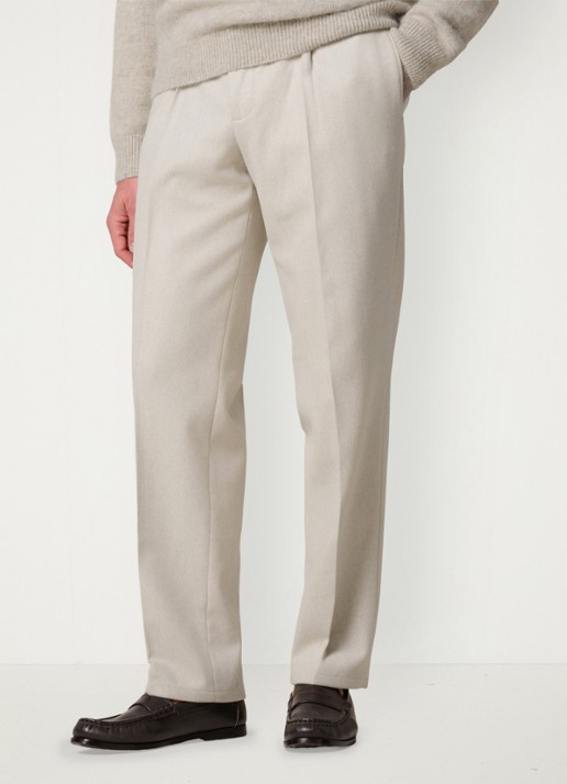 Profuomo Regular fit chino met visgraatdessin van wol