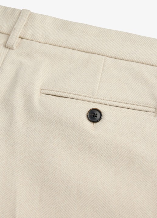 Profuomo Regular fit chino met visgraatdessin van wol - detail 2 beige