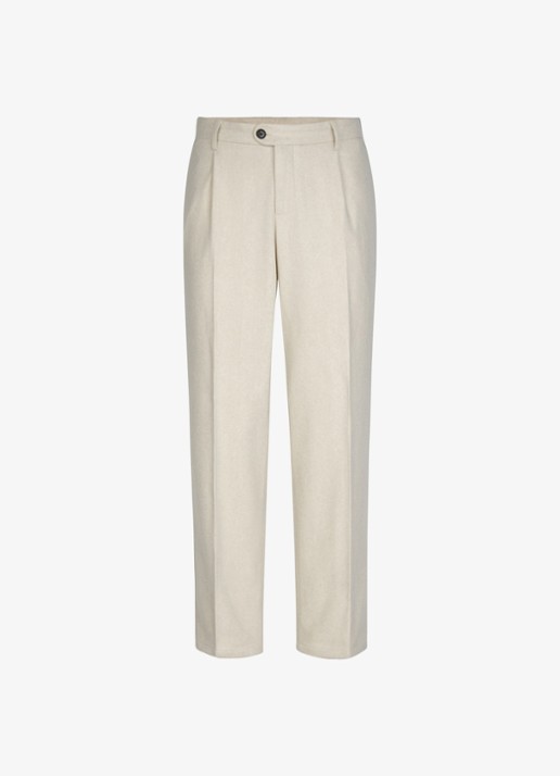 Profuomo Regular fit chino met visgraatdessin van wol - voorkant 5 beige
