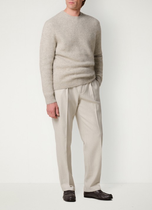 Profuomo Regular fit chino met visgraatdessin van wol - voorkant 6 beige