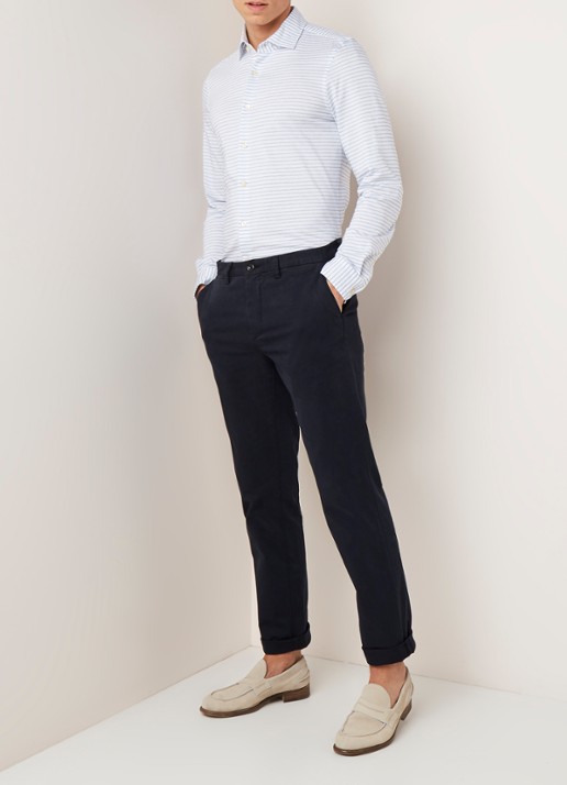 Profuomo Regular fit chino van katoen met stretch - voorkant 3 blauw