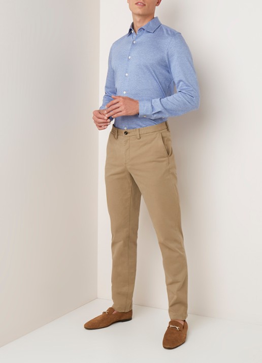 Profuomo Regular fit chino van katoen met stretch - voorkant 5 beige