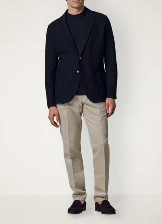 Profuomo Regular fit colbert met structuur - voorkant 3 donkerblauw