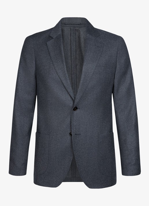 Profuomo Regular fit colbert van wol - voorkant 4 donkerblauw
