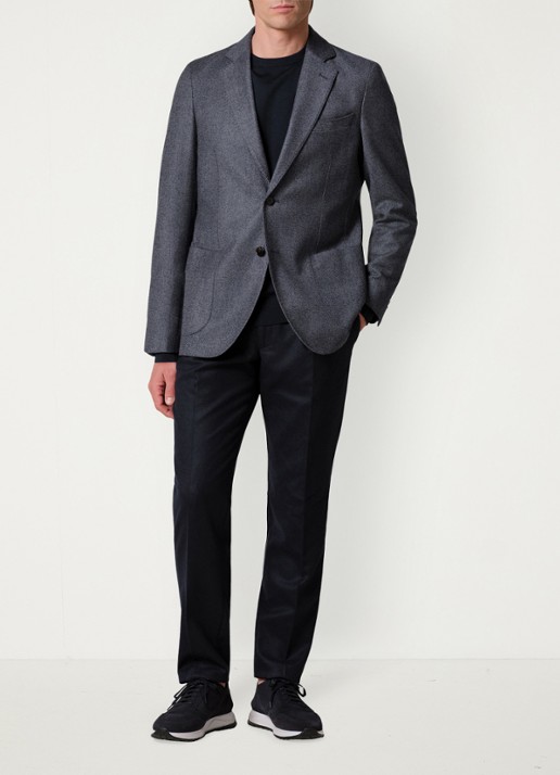 Profuomo Regular fit colbert van wol - voorkant 5 donkerblauw