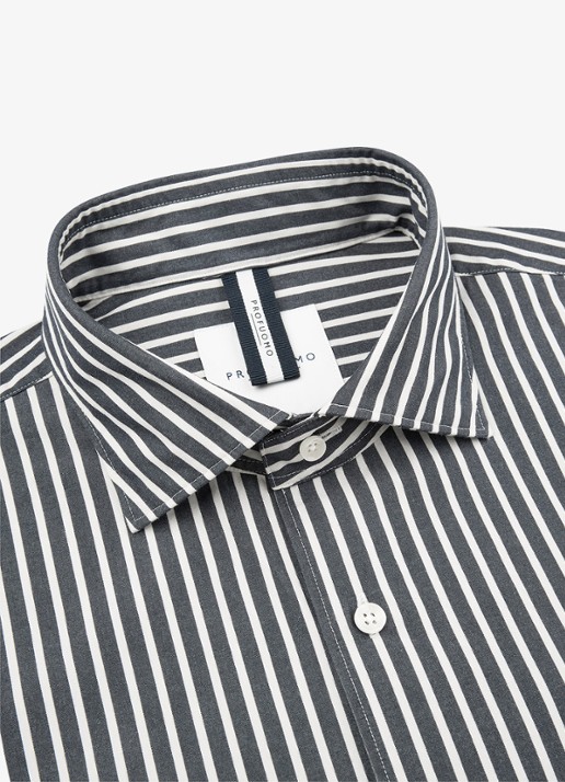 Profuomo Regular fit overhemd met streepprint - detail 4 donkerblauw