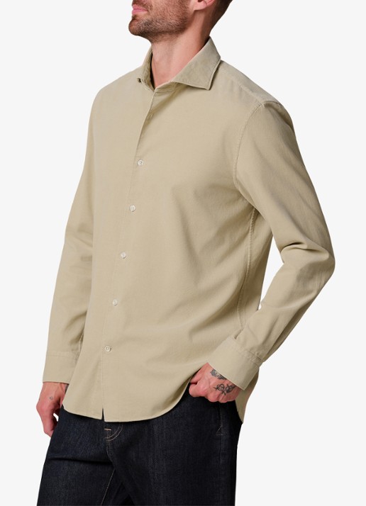Profuomo Regular fit overhemd van corduroy - detail camel