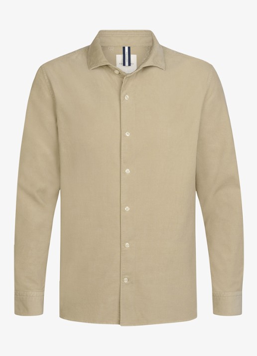 Profuomo Regular fit overhemd van corduroy - voorkant 4 camel
