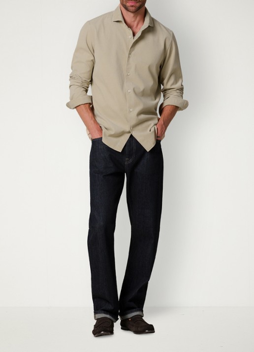 Profuomo Regular fit overhemd van corduroy - voorkant 5 camel