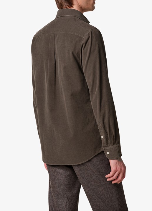 Profuomo Regular fit overhemd van corduroy - achterkant bruin