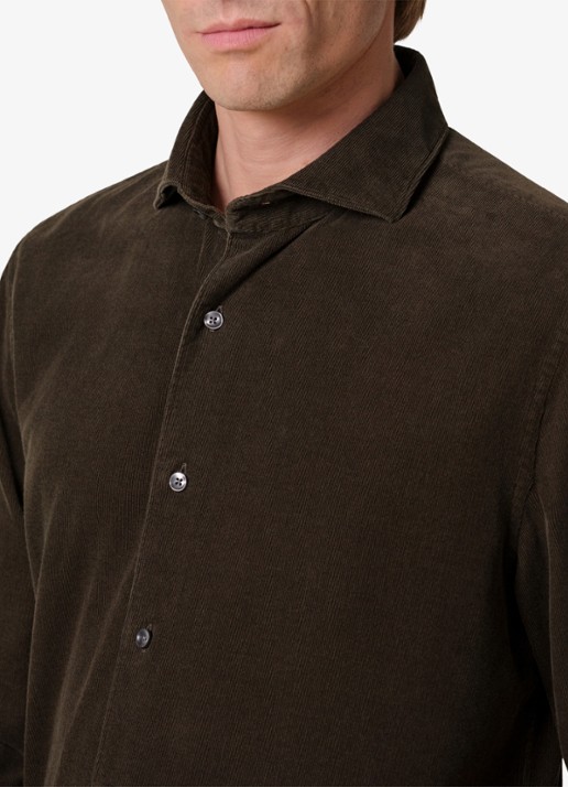 Profuomo Regular fit overhemd van corduroy - detail 3 donkergroen