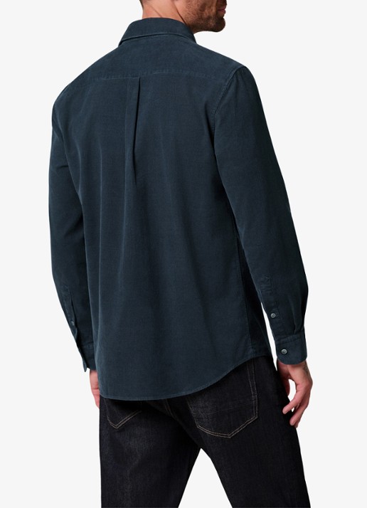 Profuomo Regular fit overhemd van corduroy - achterkant 6 donkerblauw