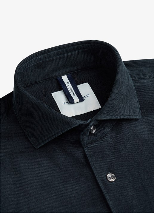 Profuomo Regular fit overhemd van corduroy - detail 2 donkerblauw