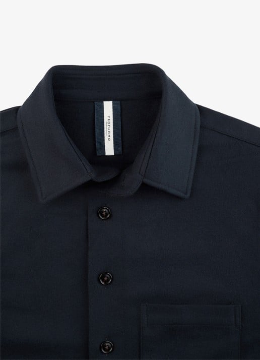 Profuomo Regular fit overshirt in kasjmierblend met borstzak - detail 3 donkerblauw