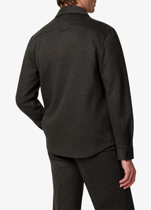 Profuomo Regular fit overshirt in wolblend met klepzakken - achterkant 4 donkerbruin