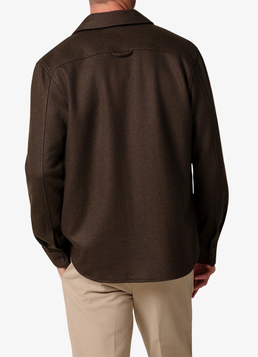 Profuomo Regular fit overshirt in wolblend met klepzakken - achterkant 3 donkergroen
