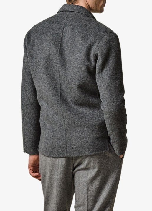 Profuomo Regular fit overshirt in wolblend - achterkant lichtgrijs