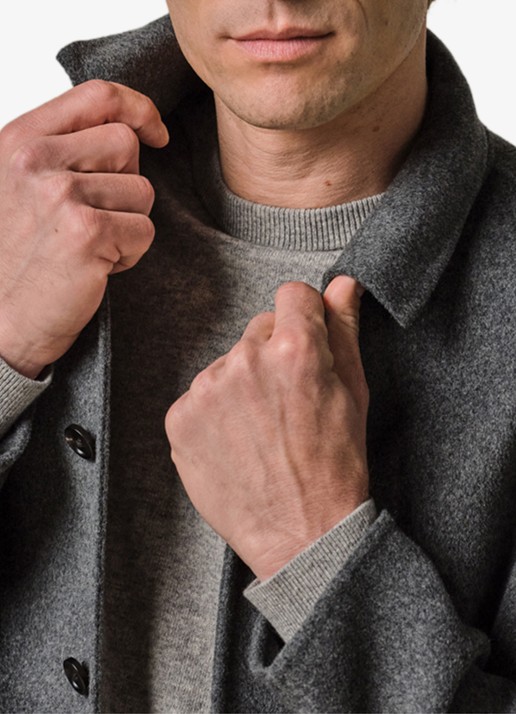 Profuomo Regular fit overshirt in wolblend - detail 5 lichtgrijs