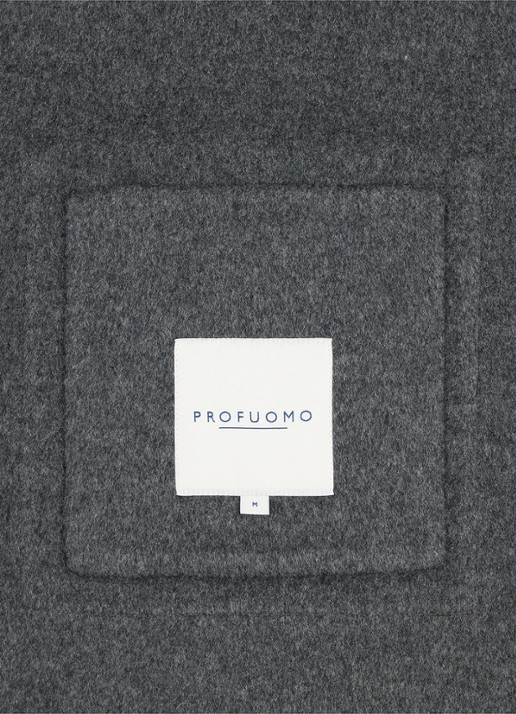 Profuomo Regular fit overshirt in wolblend - detail 7 lichtgrijs