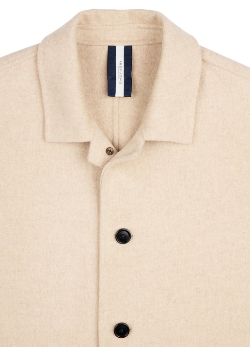 Profuomo Regular fit overshirt in wolblend - detail 5 zand