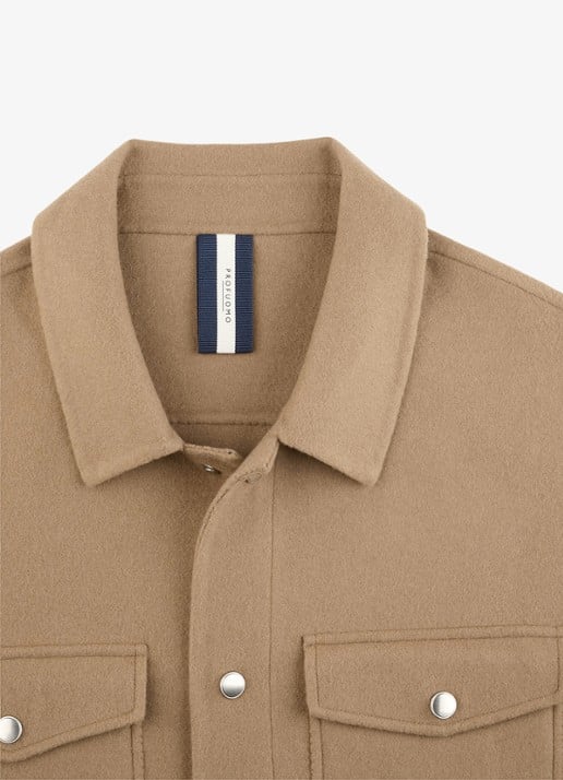 Profuomo Regular fit overshirt in wolblend - detail 2 camel
