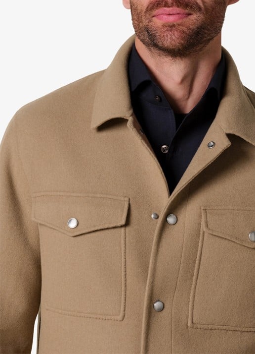 Profuomo Regular fit overshirt in wolblend - detail 3 camel