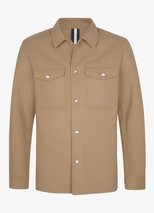 Profuomo Regular fit overshirt in wolblend - voorkant 5 camel