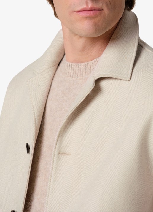 Profuomo Regular fit overshirt met visgraatdessin van wol - detail 2 beige