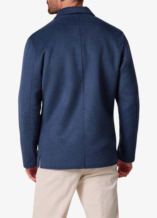 Profuomo Regular fit overshirt van wol met opgestike zakken - achterkant 6 blauw