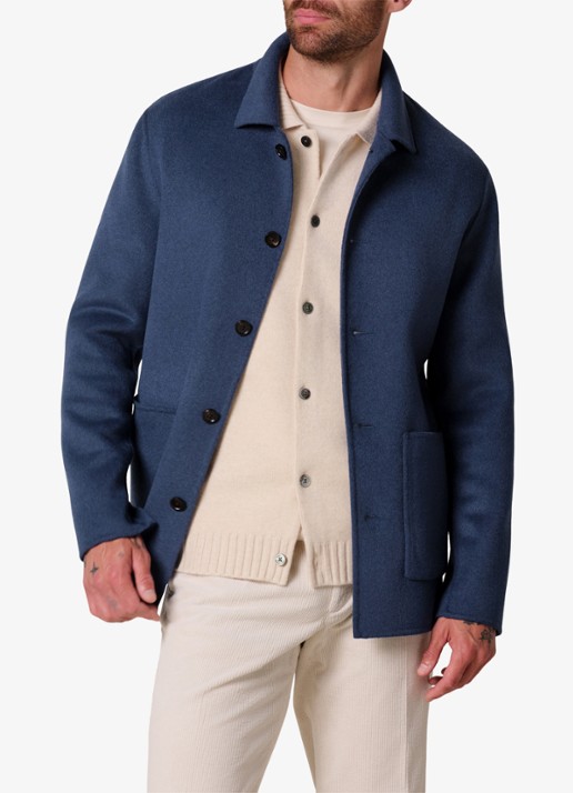 Profuomo Regular fit overshirt van wol met opgestike zakken