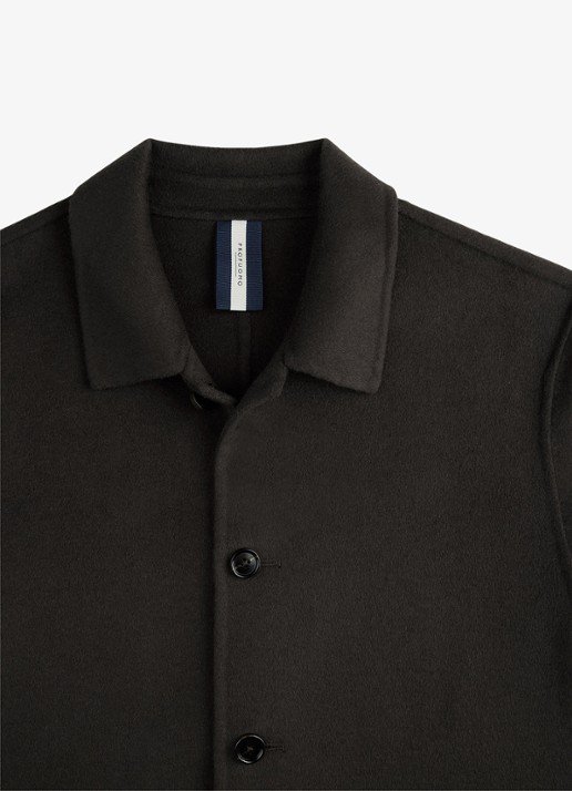 Profuomo Regular fit overshirt van wol met opgestike zakken - detail 5 donkerbruin