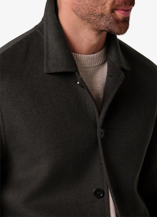 Profuomo Regular fit overshirt van wol met opgestike zakken - detail 6 donkerbruin