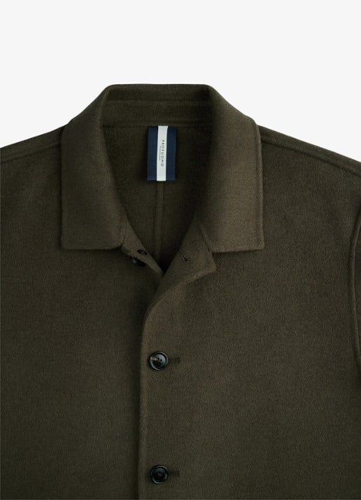 Profuomo Regular fit overshirt van wol met opgestike zakken - detail 5 donkergroen