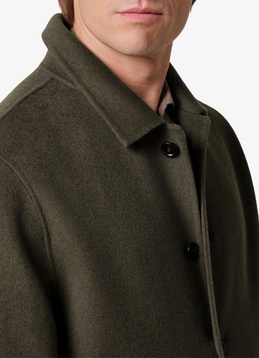 Profuomo Regular fit overshirt van wol met opgestike zakken - detail 6 donkergroen